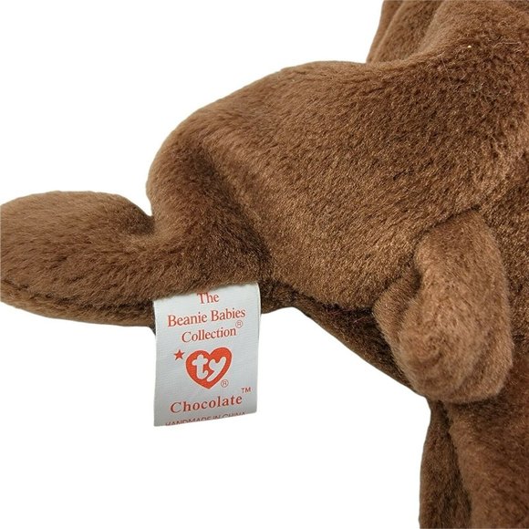 Ty Beanie Babies Chocolate the Moose Beanbag Stuffed Plush Animal 9" Brown - Picture 5 of 5
